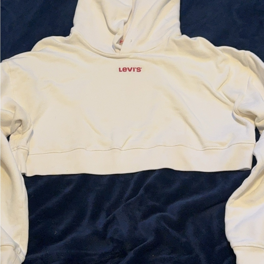 Levi's White Cropped Hoodie